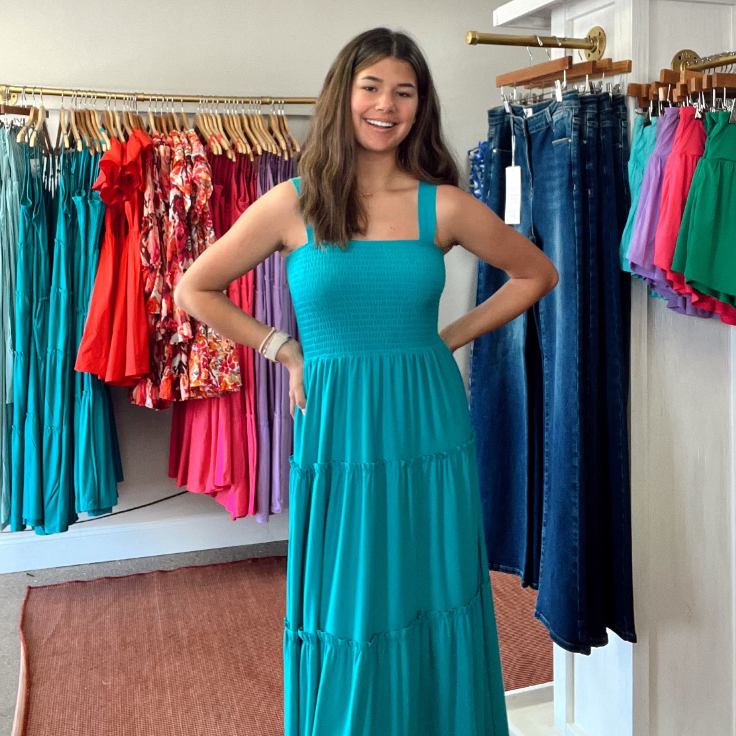 knee length dresses for ladies Seacoast Halter Tiered Maxi Dress – Blue Harvest Apparel